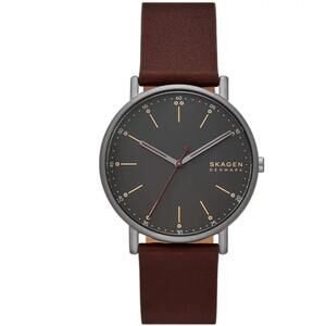 SkagenWomen'sSignaturThree-HandRedWoodLeatherStrapWatch,40mm